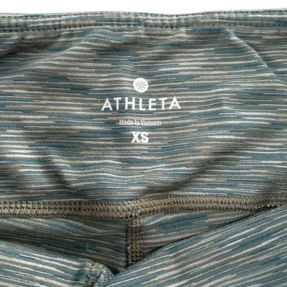 Athleta Chaturanga Yoga Pants Cropped Leggings XS Green Spacedye Stretch Womens - Picture 4 of 9